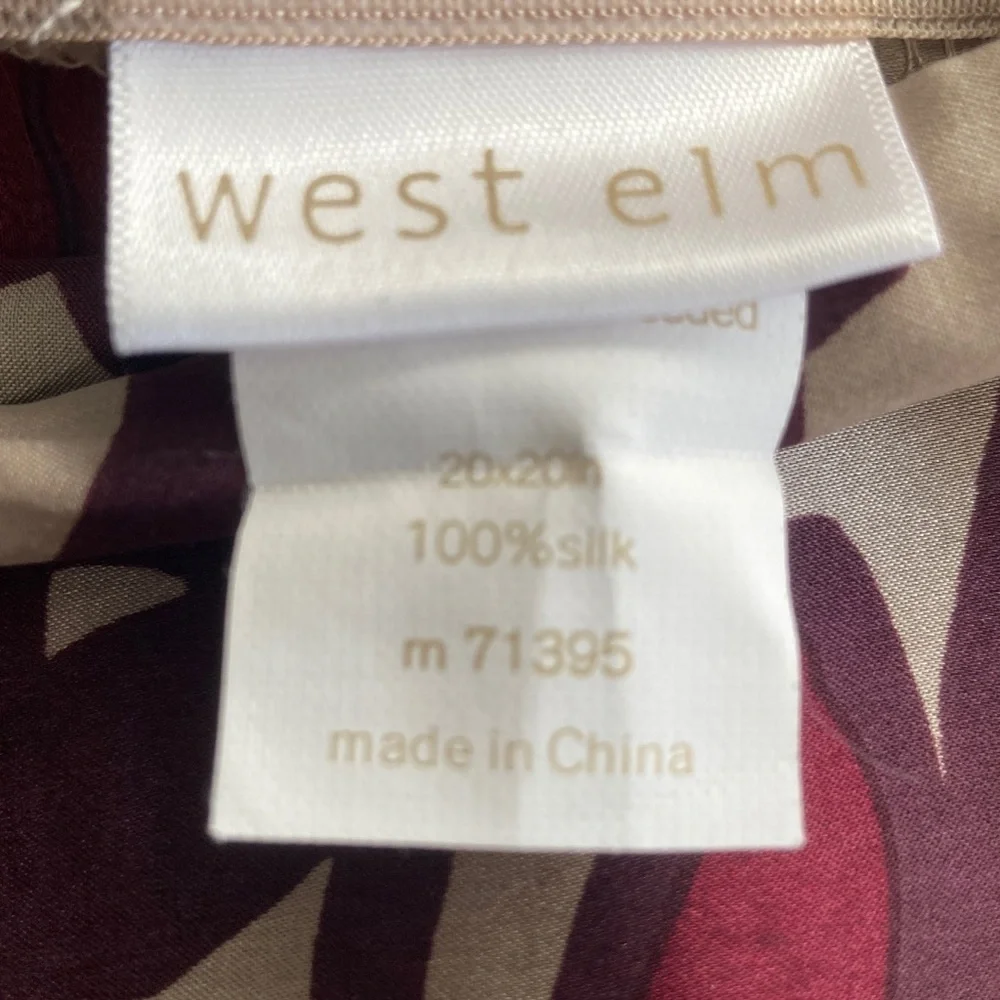 West Elm Decorative Silk Pillow Cover in Plum and Taupe Floral
